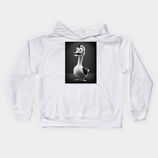 Cute funny duck black and white photograph Kids Hoodie